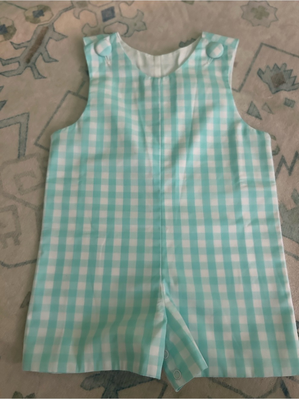Mint Gingham Sleeveless Romper
